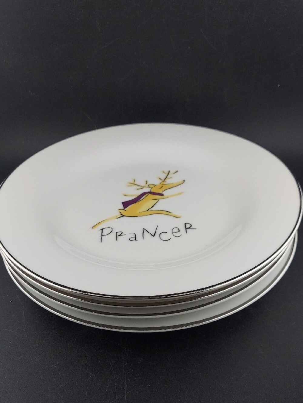 Pottery Barn , Salas Plates ,reindeer Set Of 4 NIB